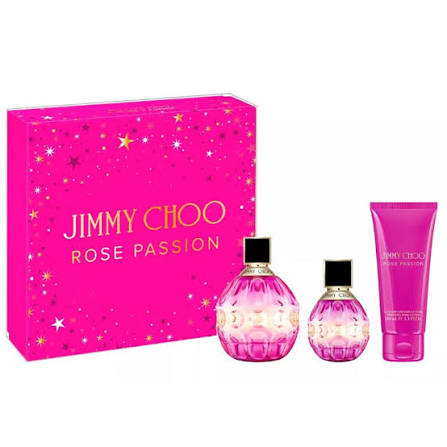 JIMMY CHOO ROSE PASSION 3 PCS SET 3.4 EDP + FOR BY  FOR