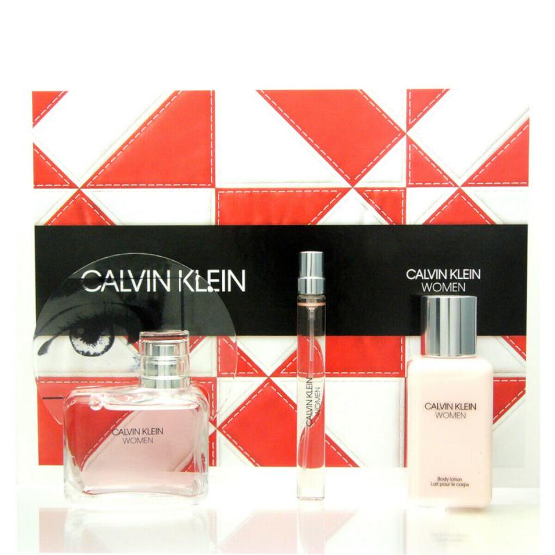 GIFT/SET CALVIN KLEIN WOMEN 3 PCS. 3.4 EDP SPRAY , 3.4 PERFUME BODY LOTION , 10ML EDP FOR WOMEN. DESIGNER:CALVIN KLEI