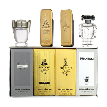 GIFT/SET PACO RABANNE4 PCS. 4X5ML ONE MILLION EAU DE TOILETTE + MILLION GOLD EAU DE PARFUM INTENSE + INVICTUS MEN. DESIGNER: PACO RABANN