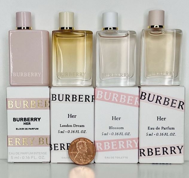 BURBERRY HER (W) 4PCS MINIATURE SET: 5ML HER EDP + 5ML HER EDP + 5ML LONDON DREAM + 5ML HER EDT FOR WOMEN. By  For WOMEN