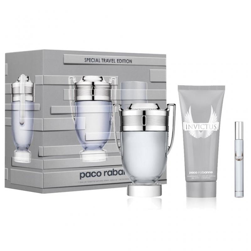 GIFT/SET INVICTUS 3 PCS.  3.4 FL By PACO RABANNE For MEN