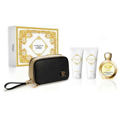 VERSACE EROS POUR FEMME 4PCS SET: 3.4 EDT SPRAY, 3.4 OZ BODY LOTION,