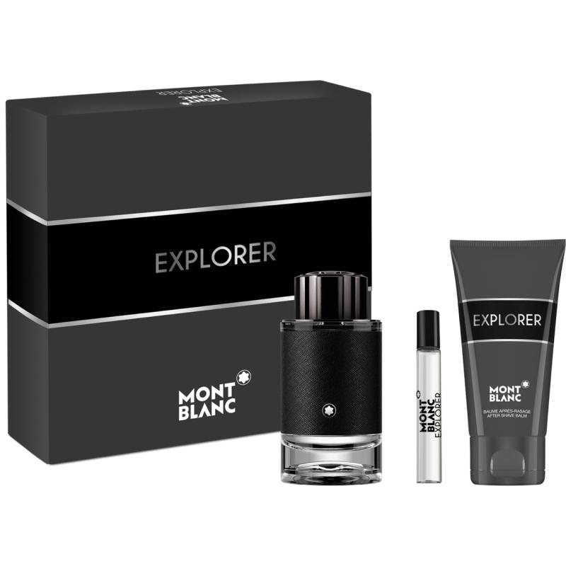 GIFT/SET MONT BLANC EXPLORER 3 PC : 3.3 EDP + 0.25 EDP MINI + 3.3 SHOWER GEL FOR MEN. DESIGNER:MONT BLAN