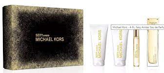 GIFT/SET MICHAEL KORS SEXY AMBER 4 PCS.  100ML EDP SPRAY + 100ML BODY LOTION + 100ML GEL AND 10ML EDP WOMEN. DESIGNER:MICHAEL KOR By MICHAEL KORS For WOMEN