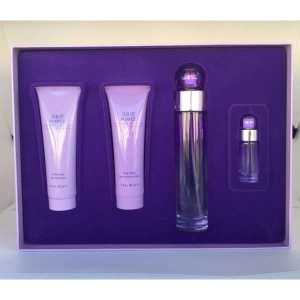 GIFT/SET 360 PURPLE BY PERRY ELLIS 4PCS.  3.4 FL By PERRY ELLIS For WOMEN